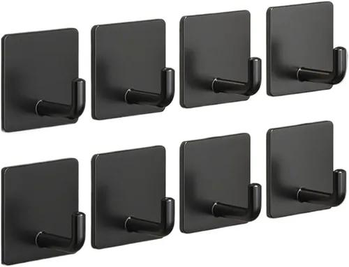 Miniatura 9 de Ganchos adhesivos para toallas EDMILE para baños, 8 piezas de ganchos para toallas para colgar sombreros, batas, abrigos, ganchos adhesivos
