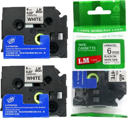 Miniatura 45 de Paquete de 1 unidad LM Tapes LMe511 Premium de 1/4 de pulgada con impresión negra en etiqueta azul compatible con Brother TZe-511 P-Touch, incluye