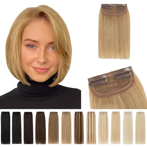 Miniatura 32 de SEGO 2 extensiones de cabello corto con clip de 4 pulgadas, 0.56 oz, 100% cabello humano para mujeres con cabello adelgazante que añade volumen