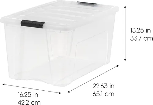 Miniatura 2 de IRIS USA Contenedores de almacenamiento de plástico apilables de 72 cuartos de galón con tapas, paquete de 6 unidades, sin BPA, fabricados