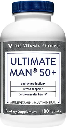 The Vitamin Shoppe Ultimate Man 50+ Multivitamínico, Daily Men's 50 Plus Multivitamínico con vitaminas, minerales y antioxidantes para energía,