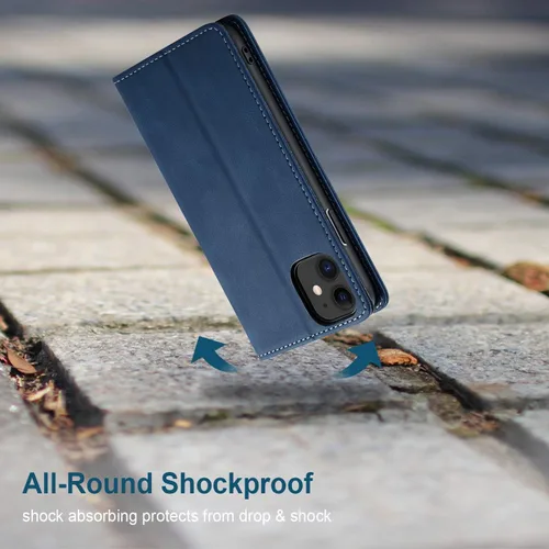 Miniatura 7 de japezop Funda compatible con iPhone 11, iPhone 11 con bloqueo RFID, soporte de tarjetero, funda de cuero con tapa para iPhone 11 de 6.1 pulgadas Azul