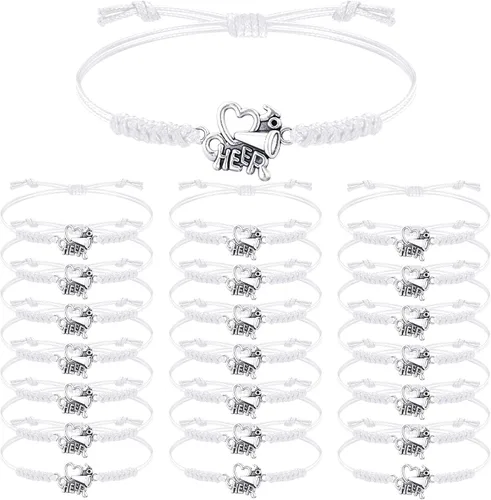 Miniatura 19 de Rtteri 20 pulseras de animadora para niñas, pulseras ajustables para animadoras, regalos para animadoras, accesorios de joyería a granel Naranja