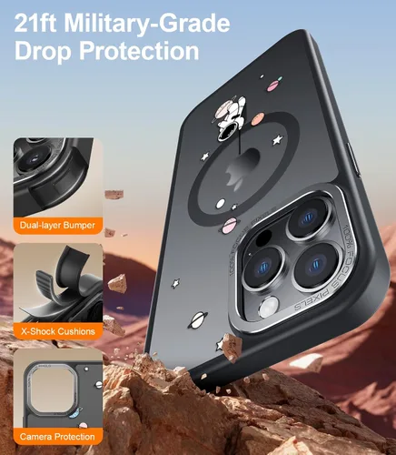 Miniatura 6 de Goodon para iPhone 15 Pro Max con protector de pantalla de privacidad, compatible con Magsafe, funda translúcida mate a prueba de golpes - Linda