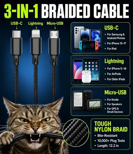 Miniatura 5 de Cargador portátil de batería de 60,000 mAh, cargador de teléfono de carga rápida de 22.5 W, cable USB-C/iOS/Micro-USB, Powerbank para iPhone 17 16