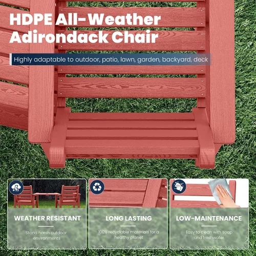 Miniatura 6 de PLUUV Juego de 2 sillas Adirondack altas, sillas Adirondack de altura de barra para balcón de polietileno HDPE resistente a todo clima con bandejas