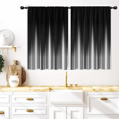 Miniatura 23 de Coxila Cortinas 100% opacas en negro y beige de 42 x 63 pulgadas, cortinas góticas degradadas con aislamiento térmico para dormitorio