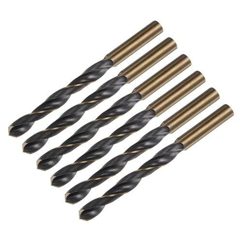 Miniatura 17 de uxcell 6 brocas Jobber de 0.118 in de nitruro negro y oro recubierto de titanio 4341 de alta velocidad (HSS) Brocas helicoidales de punto dividido