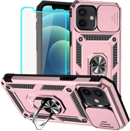 Miniatura 6 de HNHYGETE Funda para iPhone 12 / iPhone 12 Pro con protector de pantalla: [grado militar de 20 pies probada en caídas] anillo a prueba de golpes