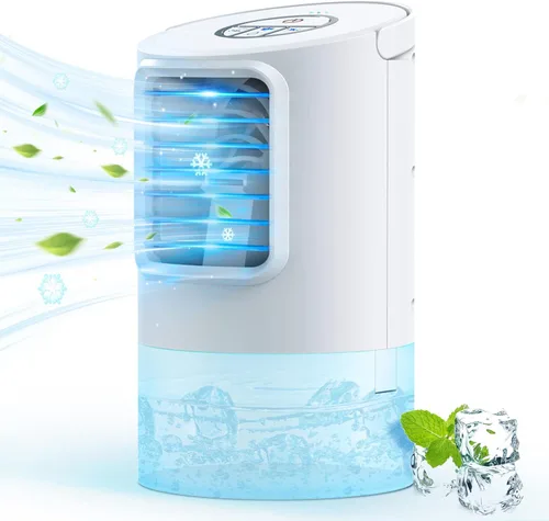 Ventilador de aire acondicionado portátil, enfriador de aire evaporativo personal para habitación pequeña, aire acondicionado portátil con 3
