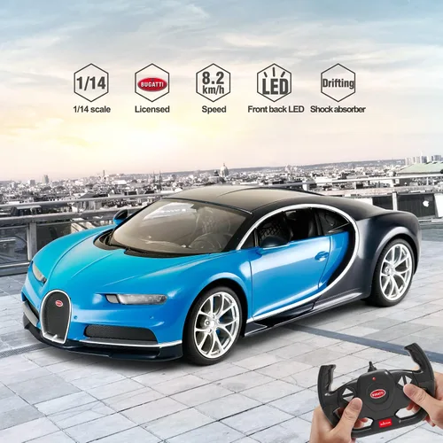 Miniatura 3 de RASTAR RC Bugatti Chiron Coche De Control Remoto, 1/14 Bugatti Chiron RC Car - Azul