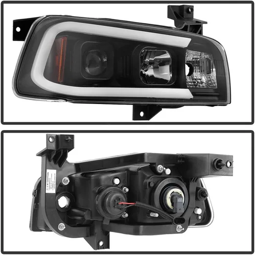 Miniatura 3 de ACANII - Para Dodge Charger NEGRO 2006-2010 Nuevos faros delanteros LED estilo tubo con proyector, lado del conductor y del pasajero