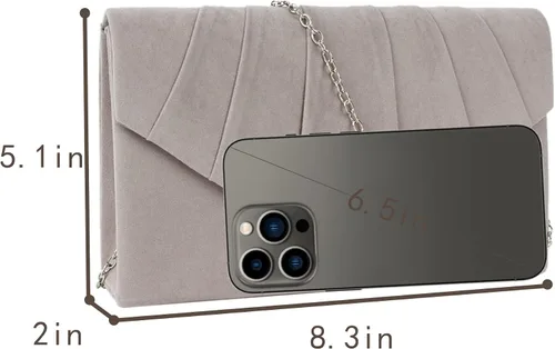 Miniatura 4 de Bolso de noche de terciopelo plisado para mujer, bolso de hombro con cadena elegante