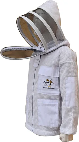 Miniatura 3 de Ropa y cuero Chaqueta ventilada de apicultura de 3 capas de protección completa Apicultores Chaqueta de abeja ultra ventilada con velo de esgrima