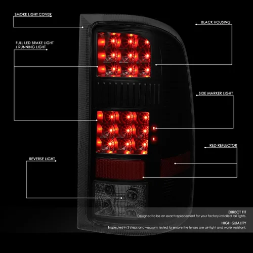 Miniatura 2 de Auto Dynasty Luces Traseras de Cola Compatibles con 2007-2014 GMC Sierra 1500 2500HD 3500HD, Luces de Freno DRL Completas LED para Conductor