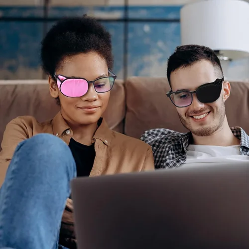 Miniatura 7 de 8 piezas de parche de ojo de seda parche suave para ojos de un solo ojo para adultos niños gafas