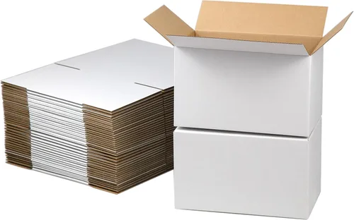 Miniatura 12 de Cajas de envío de 4 x 4 x 4 pulgadas, juego de 40, caja de cartón corrugado blanca para envío postal de documentación para pequeñas empresas Blanco
