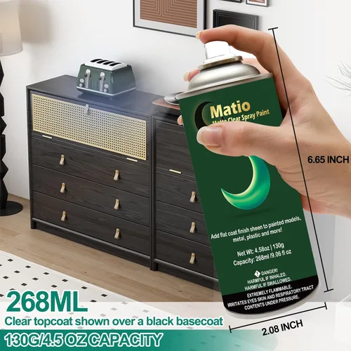 Miniatura 2 de Matio Pintura en aerosol mate transparente, 4.58 oz/ 130 g, acabado mate, pintura en aerosol, 9.1 fl oz sellador en aerosol para artes