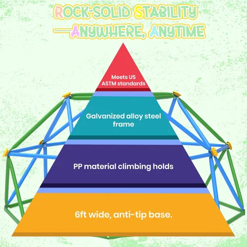 Miniatura 5 de Gardenature Domo de escalada de 6 pies para niños de 3 a 8 años, gimnasio de selva para interiores y exteriores, escalador de cúpula geométrica que
