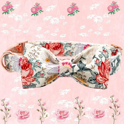 Miniatura 3 de Elegante collar para perro con moño Floral Vintage, cómoda pajarita para perro, collar de perro con lazo Collar ajustable para perros pequeños