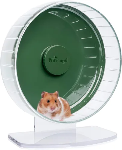 Miniatura 26 de Niteangel - Ruedas de ejercicio supersilenciosas para hámster, con soporte ajustable, para ratones, jerbos u otros animales pequeños