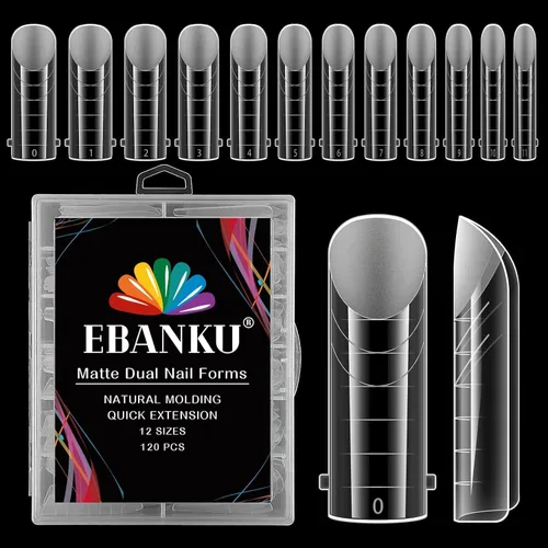 Miniatura 11 de EBANKU - 96 piezas de kit de formas de uñas de doble cara, transparentes y mate, molde de uñas completo, puntas para extensión de uñas acrílicas
