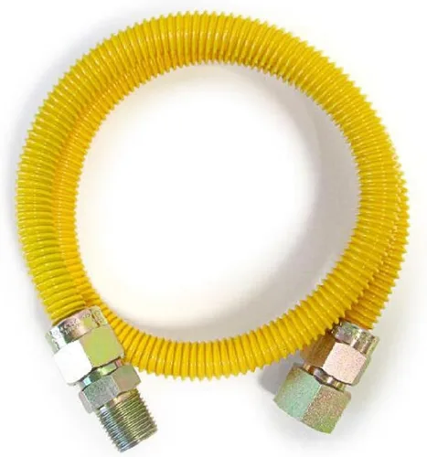Miniatura 9 de EZ-Fluid 48 pulgadas SS corrugado amarillo epoxi recubierto 3/4 pulgadas MIP x 3/4 pulgadas FIP línea flexible de gas, manguera de suministro