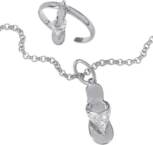 Pulsera de tobillo de plata esterlina chapada en platino con diamantes auténticos, 9 pulgadas, Metal, Tela vaquera