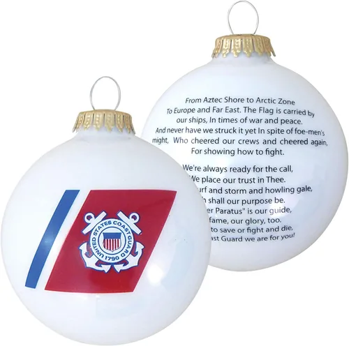 Miniatura 8 de Christmas by Krebs 80 mm (3 1/4") Fabricadas en los Estados Unidos Adorno de bola de Navidad patriótico, con logotipo y himno de vidrio sin uniones