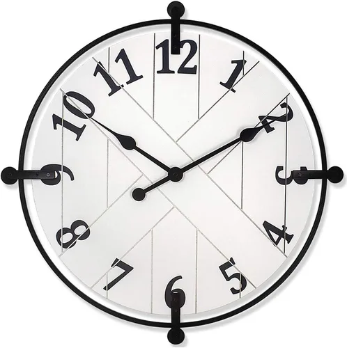 Presentime & Co Farmhouse Series - Reloj de puerta de granero, 24 pulgadas, silencioso, sin ticks, hierro forjado sólido con diseño Shiplap,