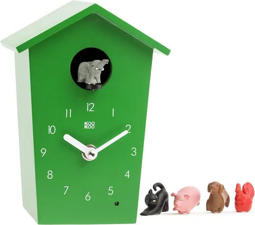 Miniatura 12 de KOOKOO AnimalHouse - Reloj de cuco pequeño, rojo, con 5 sonidos de animales de granja (grabaciones de campo naturales)