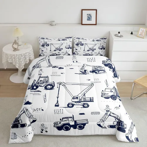 Miniatura 28 de Erosebridal Juego de ropa de cama de tren de dibujos animados para niños y niños, edredón de plumón de vehículos para niños, decoración