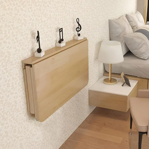 Miniatura 5 de Mesa plegable resistente para espacios pequeños, mesa plegable de madera maciza para lavandería, para montar en la pared, puede soportar 110 libras