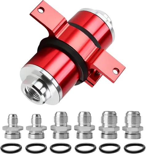 Miniatura 8 de Filtro de combustible de 50 mm 100 micras Filtro de combustible en línea con soporte de montaje de aluminio y llave y adaptador de alto flujo 6AN