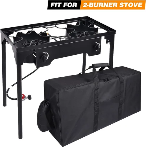 Miniatura 3 de REDCAMP Bolsa de transporte para estufa de campamento para estufa de 2 quemadores, funda de transporte grande para estufa de doble quemador