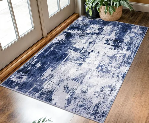 Miniatura 190 de KOZYFLY – Alfombra de pasillo moderna y lavable de diseño abstracto verde, 2 x 5 pies, antideslizante, suave y de pelo corto, ideal para cocina