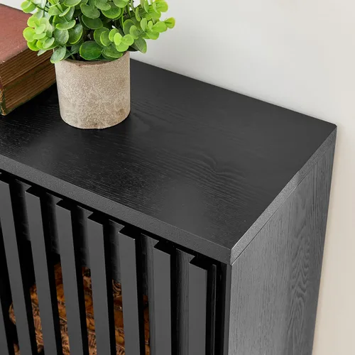 Miniatura 6 de Mesa consola estrecha de 39 pulgadas con puertas huecas, aparador moderno de mediados de siglo con 2 orificios de salida, gabinete de almacenamiento