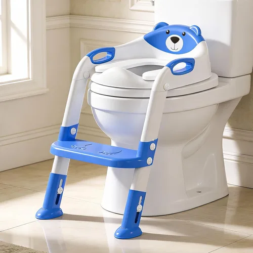 SKYROKU - Asiento de inodoro mejorado para niños y niñas, para entrenamiento de baño, almohadilla antideslizante para protección contra 8838-azul