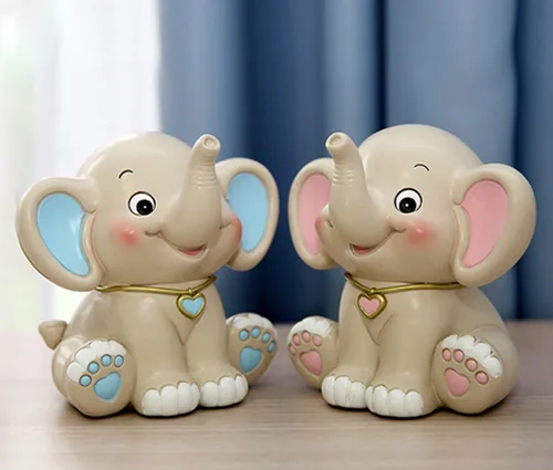 Miniatura 2 de WAIT FLY Lindo elefante en forma de hucha de resina blanca y rosa hucha moneda banco de dinero regalos para los amantes de los niños decoración