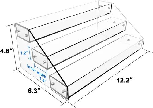 Miniatura 2 de Homakover Organizador de estantes de especias de acrílico de 3 niveles para la cocina, construcción robusta, ahorro de espacio, ideal