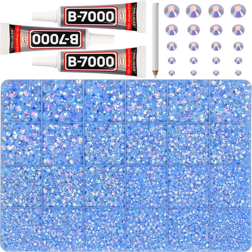 Miniatura 28 de Pegamento para Gemas b7000 con 7500 Piezas de Diamantes de Imitación Rojos para Manualidades, Ropa, Tela, Cristales de Parte Plana para Zapatos