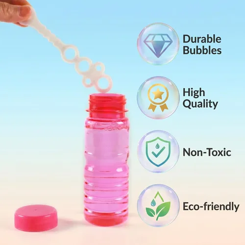 Miniatura 2 de Paquete de 12 botellas de burbujas grandes, solución de burbujas de 4 onzas, juguete novedoso de verano, recuerdo de fiesta de actividades, juego
