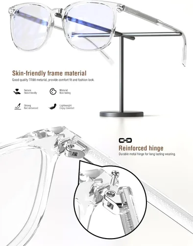 Miniatura 7 de ANYLUV Gafas de luz azul para mujeres y hombres, lentes de bloqueo de luz azul para mujer, anteojos de computadora antifatiga ocular Transparente
