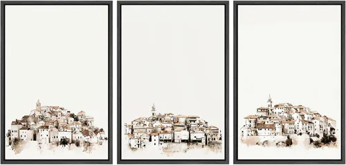 Miniatura 116 de SIGNWIN Lienzo enmarcado para pared, juego de arte de collage de hojas transparentes en blanco y negro, ilustraciones de naturaleza silvestre, arte