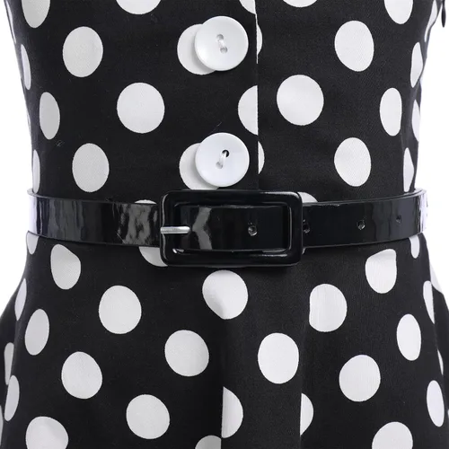 Miniatura 5 de Vestido de té para niñas, estilo vintage, de los años 50, con diseño de lunares, estilo Rockabilly para fiesta de graduación, vestido de té