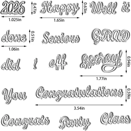 Miniatura 2 de 15 piezas de troqueles de palabras de graduación 2026 para hacer tarjetas, troqueles de corte de sombrero de graduación, felicitaciones