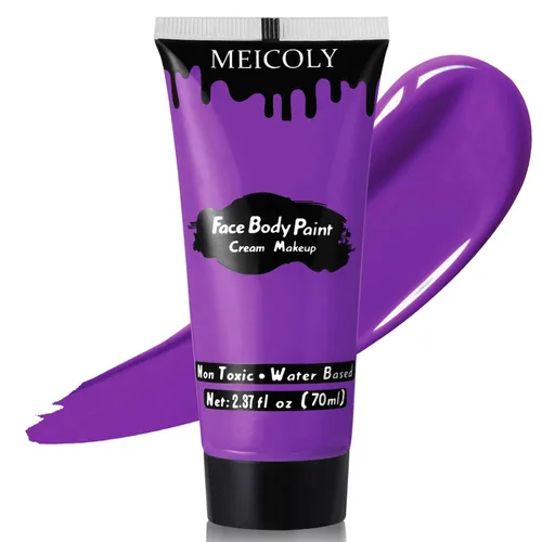 Miniatura 24 de MEICOLY Pintura facial color morado claro crema, tubo grande de 2.37 onzas, pintura de cuerpo completo a base de agua para adultos y niños, pintura