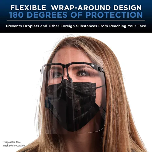 Miniatura 3 de TCP Global Salon World Protectores Faciales de Seguridad con Marcos de Gafas Negros (Paquete de 10) - Protectores Faciales Completos Ultra