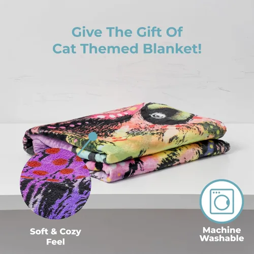 Miniatura 5 de Dawhud Direct Manta de Gato de 50x60 Pulgadas Dean Russo 9 Lives – Manta Tipo Throw de Vellón de Felpa para Adultos y Niños - Suave y Acogedora