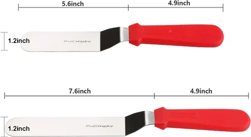 Miniatura 2 de Espátula de glaseado en ángulo, espátula compensada de acero inoxidable, juego de 2 espátulas rojas de 6 y 8 pulgadas Rojo